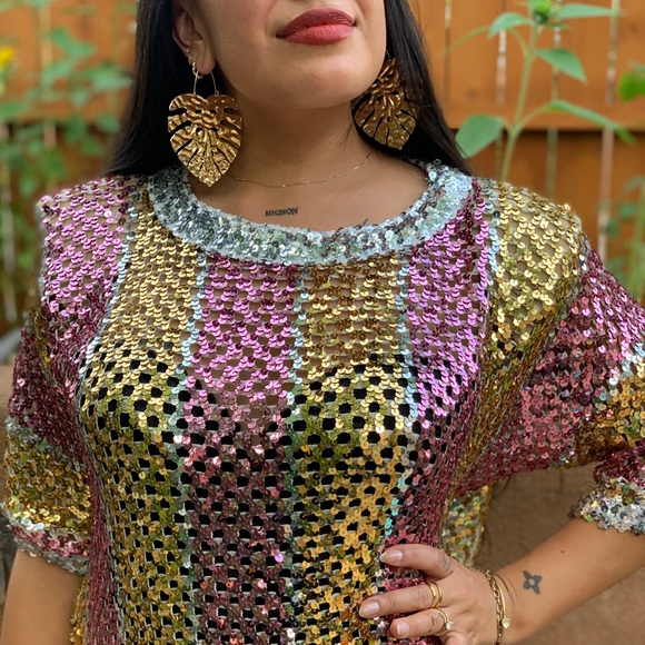 Lilli Diamond of California Vintage 1970s Sequin Disco Mini Dress - Picture 10 of 13